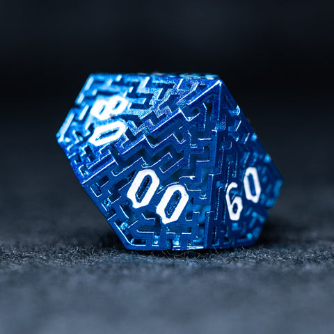 URWizards D&D Hollowed Metal Engraved Dice Set Alchemy Core Blue - Urwizards