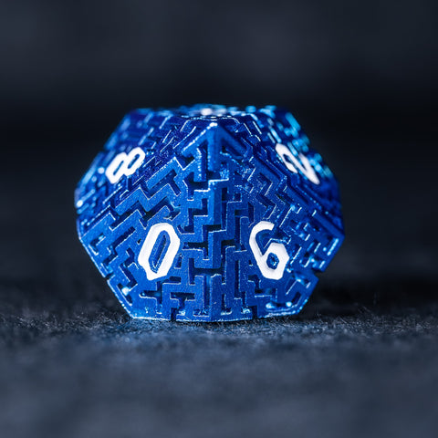 URWizards D&D Hollowed Metal Engraved Dice Set Alchemy Core Blue - Urwizards