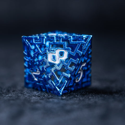 URWizards D&D Hollowed Metal Engraved Dice Set Alchemy Core Blue - Urwizards