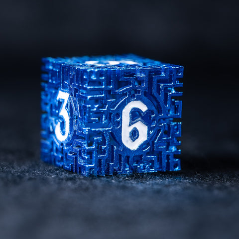 URWizards D&D Hollowed Metal Engraved Dice Set Alchemy Core Blue - Urwizards