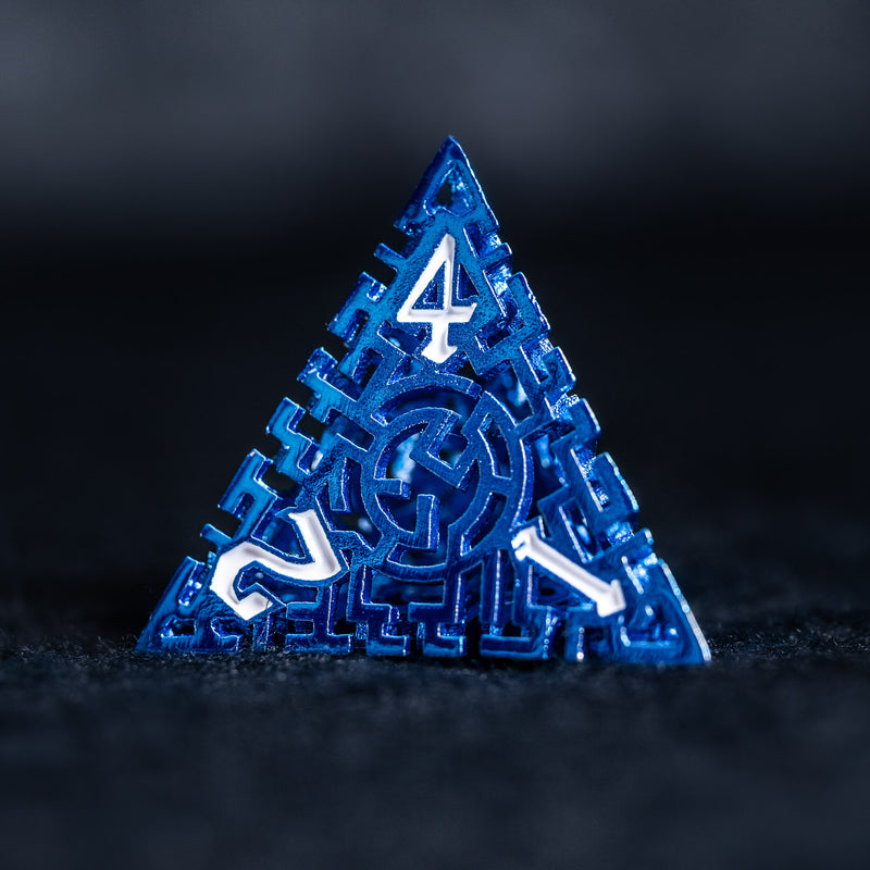 URWizards D&D Hollowed Metal Engraved Dice Set Alchemy Core Blue - Urwizards