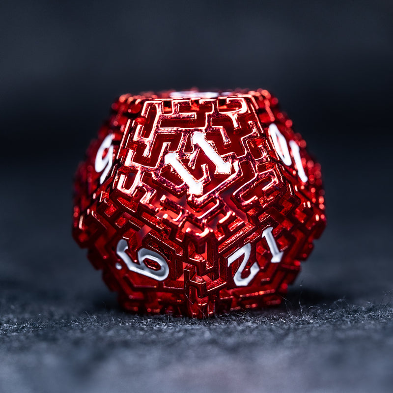 URWizards D&D Hollowed Metal Engraved Dice Set Alchemy Core Red - Urwizards