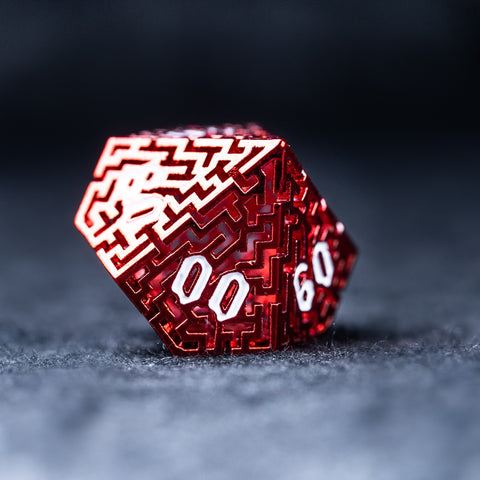 URWizards D&D Hollowed Metal Engraved Dice Set Alchemy Core Red - Urwizards