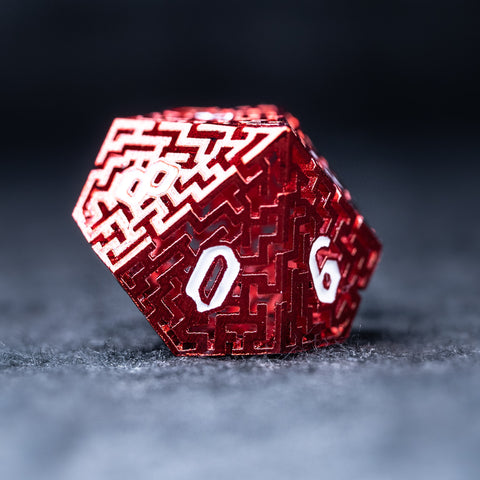 URWizards D&D Hollowed Metal Engraved Dice Set Alchemy Core Red - Urwizards
