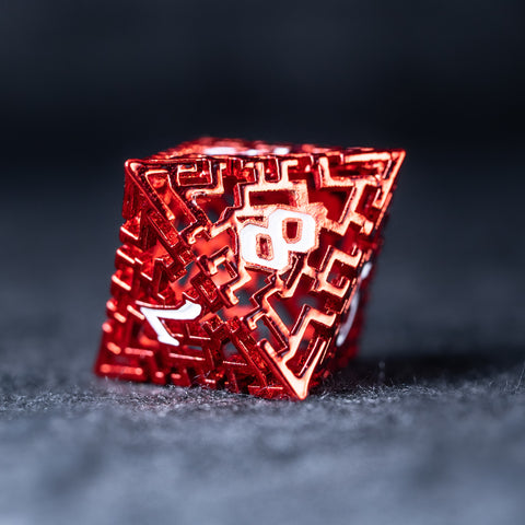 URWizards D&D Hollowed Metal Engraved Dice Set Alchemy Core Red - Urwizards