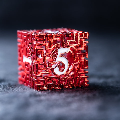 URWizards D&D Hollowed Metal Engraved Dice Set Alchemy Core Red - Urwizards