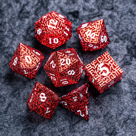URWizards D&D Hollowed Metal Engraved Dice Set Alchemy Core Red - Urwizards