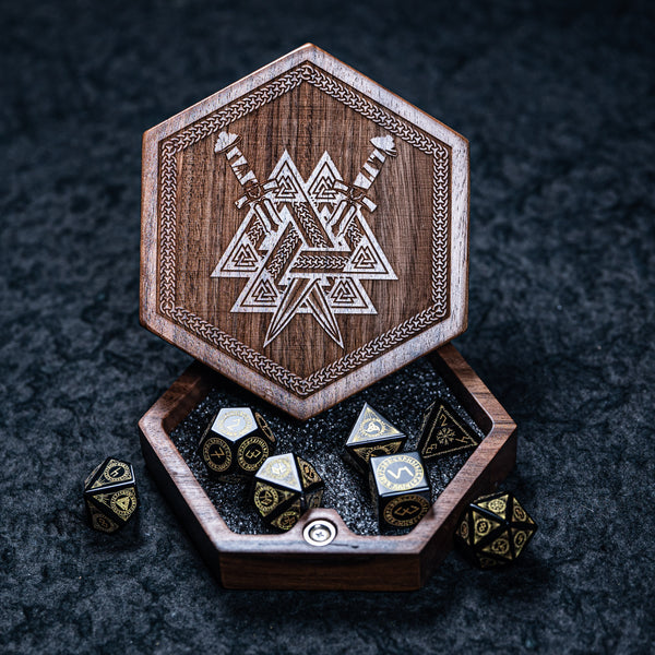 URWizards Engraved Walnut D&D Dice Box Odin