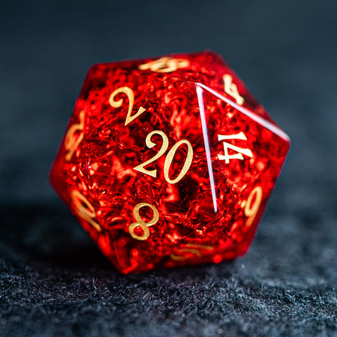 URWizards D&D Blast Red Glass Engraved Dice Set - Urwizards