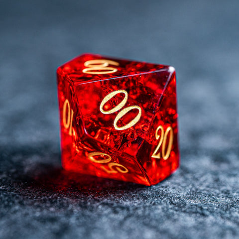 URWizards D&D Blast Red Glass Engraved Dice Set - Urwizards