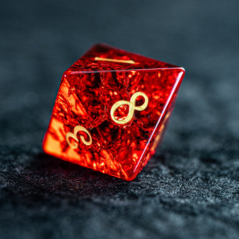 URWizards D&D Blast Red Glass Engraved Dice Set - Urwizards