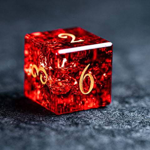 URWizards D&D Blast Red Glass Engraved Dice Set - Urwizards