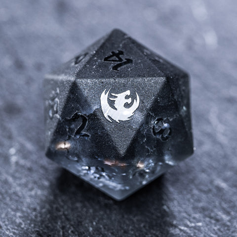 URWizards D&D Blast Dark Glass Raised Dice Set Dragon Style - Urwizards