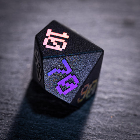 URWizards Obsidian Raised Plating Number Dice Set Pixel Art RPG - Urwizards