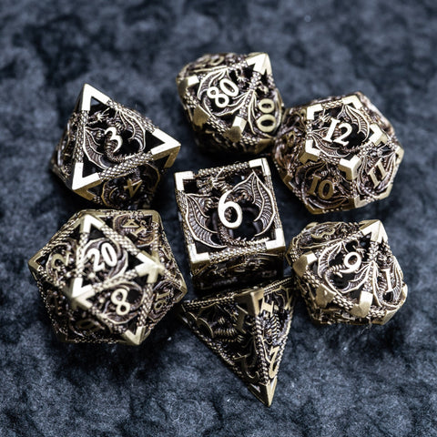 URWizards D&D Hollowed Metal Dice Set Dragon Grey - Urwizards
