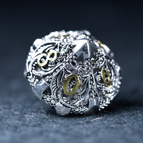 URWizards D&D Hollowed Metal Dice Set Dragon Silver - Urwizards
