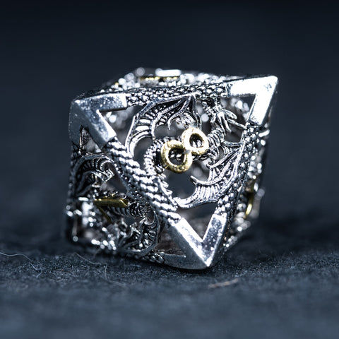 URWizards D&D Hollowed Metal Dice Set Dragon Silver - Urwizards