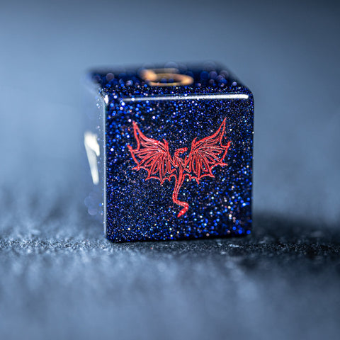 URWizards D&D Blue Sandstone Engraved Dice Set Dragon Style - Urwizards