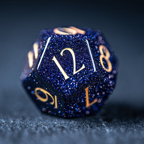 URWizards D&D Blue Sandstone Engraved Dice Set Dragon Style - Urwizards