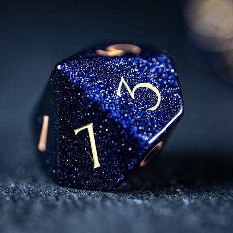URWizards D&D Blue Sandstone Engraved Dice Set Dragon Style - Urwizards