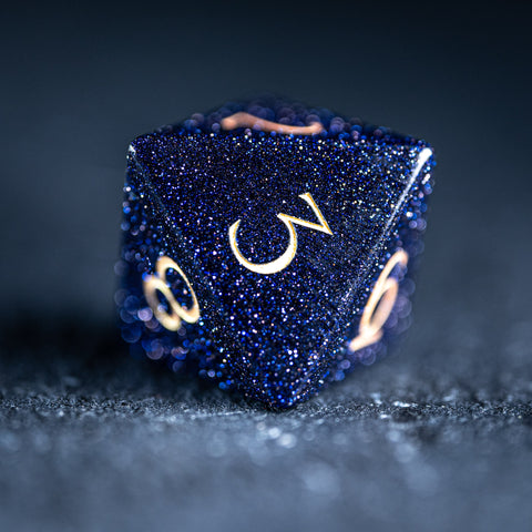 URWizards D&D Blue Sandstone Engraved Dice Set Dragon Style - Urwizards