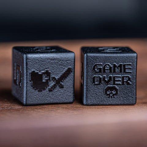 URWizards D&D Obsidian Raised Dice Set Pixel Art RPG - Urwizards