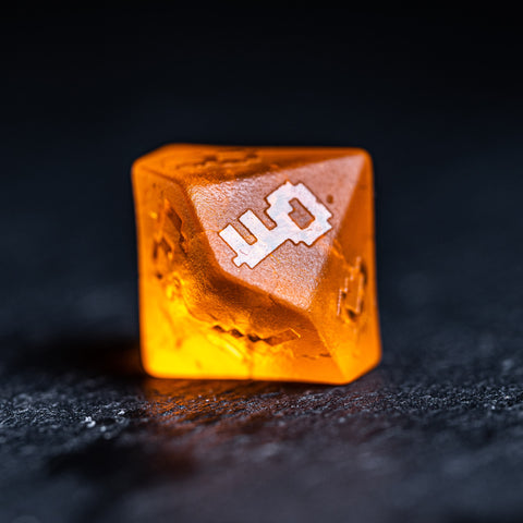 URWizards D&D Lava Glass Raised Dice Set Pixel Art RPG - Urwizards