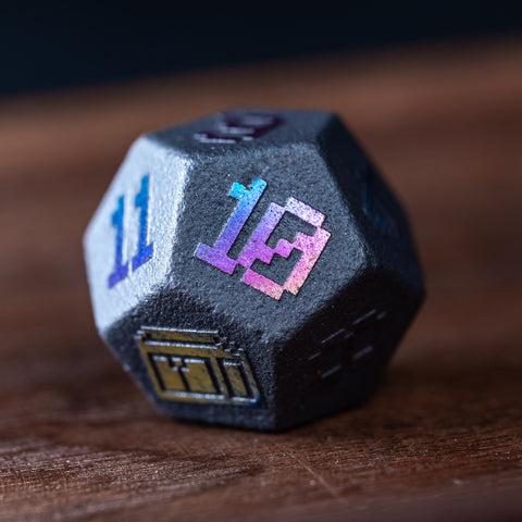 URWizards Hematite Raised Plating Number Dice Set Pixel Art RPG - Urwizards