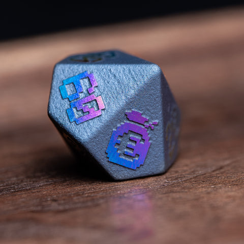 URWizards Hematite Raised Plating Number Dice Set Pixel Art RPG - Urwizards