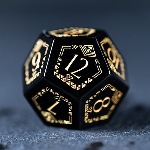 URWizards Dnd Engraved Obsidian Dice Set Bohemian Style - Urwizards