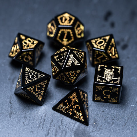 URWizards Dnd Engraved Obsidian Dice Set Bohemian Style - Urwizards