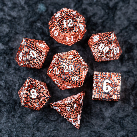 URWizards D&D Hollowed Metal Dice Set Alchemy Core Orange - Urwizards