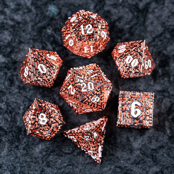URWizards D&D Hollowed Metal Dice Set Alchemy Core Orange - Urwizards