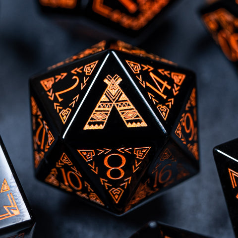 URWizards Dnd Engraved Obsidian Dice Set Bohemian Style - Urwizards