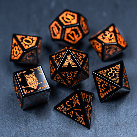 URWizards Dnd Engraved Obsidian Dice Set Bohemian Style - Urwizards