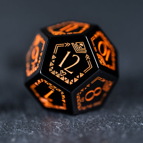 URWizards Dnd Engraved Obsidian Dice Set Bohemian Style - Urwizards