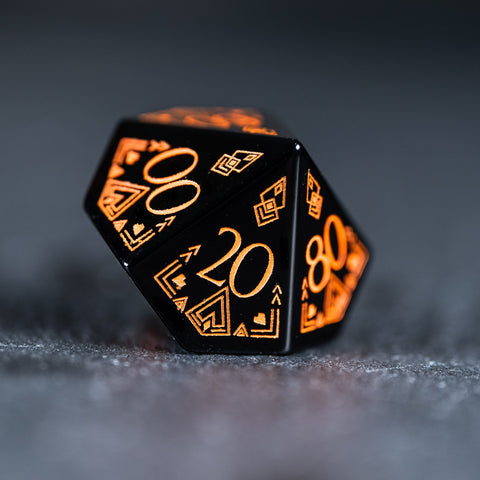 URWizards Dnd Engraved Obsidian Dice Set Bohemian Style - Urwizards