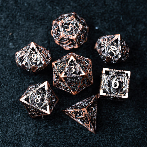 URWizards D&D Hollowed Metal Dice Set Dragon Red - Urwizards