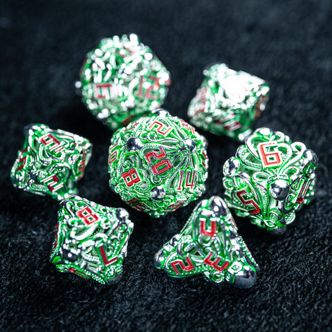 URWizards D&D Hollowed Metal Dice Set Cthulhu Green - Urwizards