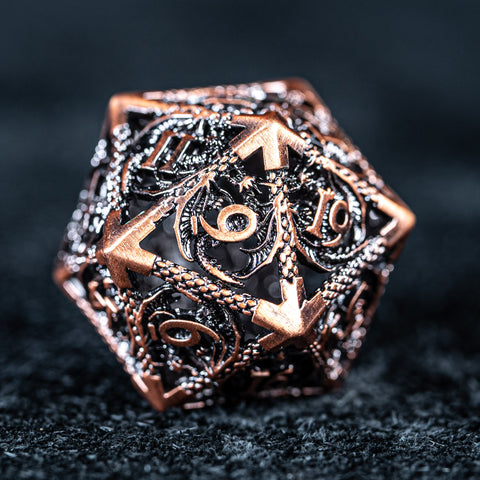 URWizards D&D Hollowed Metal Dice Set Dragon Red - Urwizards