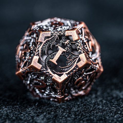 URWizards D&D Hollowed Metal Dice Set Dragon Red - Urwizards
