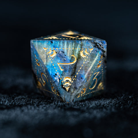 URWizards D&D Labradorite Engraved Dice Set Lunar Eclipse - Urwizards