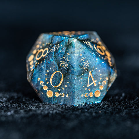 URWizards D&D Labradorite Engraved Dice Set Lunar Eclipse - Urwizards