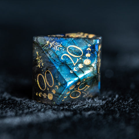 URWizards D&D Labradorite Engraved Dice Set Lunar Eclipse - Urwizards