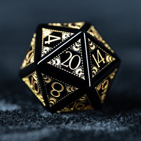 URWizards D&D Obsidian Engraved Dice Set Lunar Eclipse - Urwizards