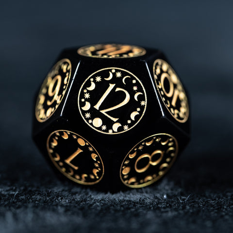 URWizards D&D Obsidian Engraved Dice Set Lunar Eclipse - Urwizards