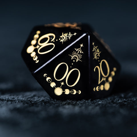 URWizards D&D Obsidian Engraved Dice Set Lunar Eclipse - Urwizards