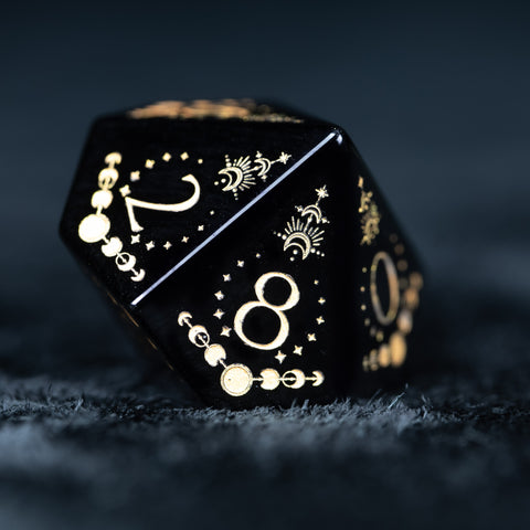 URWizards D&D Obsidian Engraved Dice Set Lunar Eclipse - Urwizards