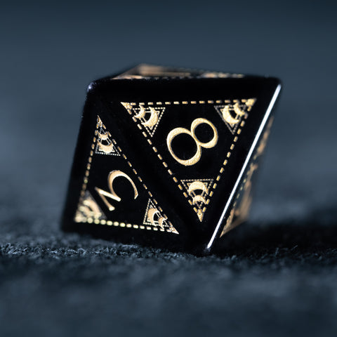 URWizards D&D Obsidian Engraved Dice Set Lunar Eclipse - Urwizards