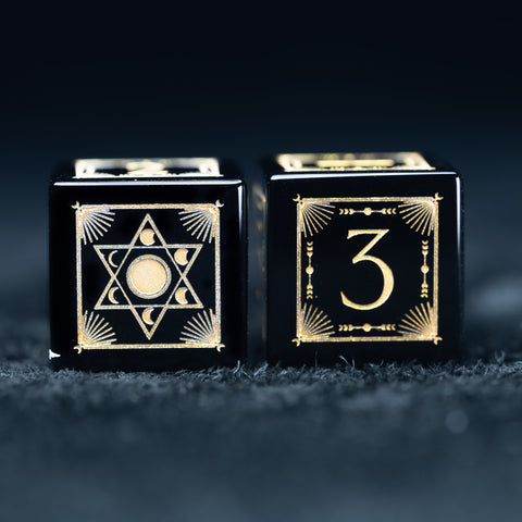 URWizards D&D Obsidian Engraved Dice Set Lunar Eclipse - Urwizards